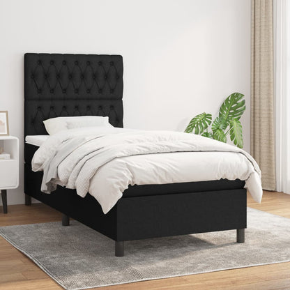 Box Spring Postel S Matrací Černá Textil Černá