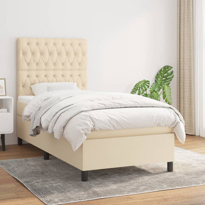 Box Spring Postel S Matrací Textil Krémová
