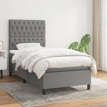 Box Spring Postel S Matrací Textil Tmavě Šedá