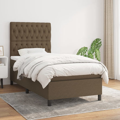 Box Spring Postel S Matrací Textil Tmavě Hnědá