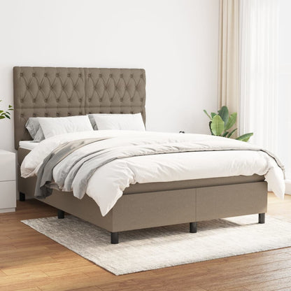 Box Spring Postel S Matrací Textil Taupe