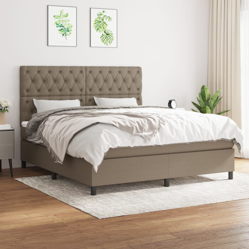 Box Spring Postel S Matrací Textil Taupe