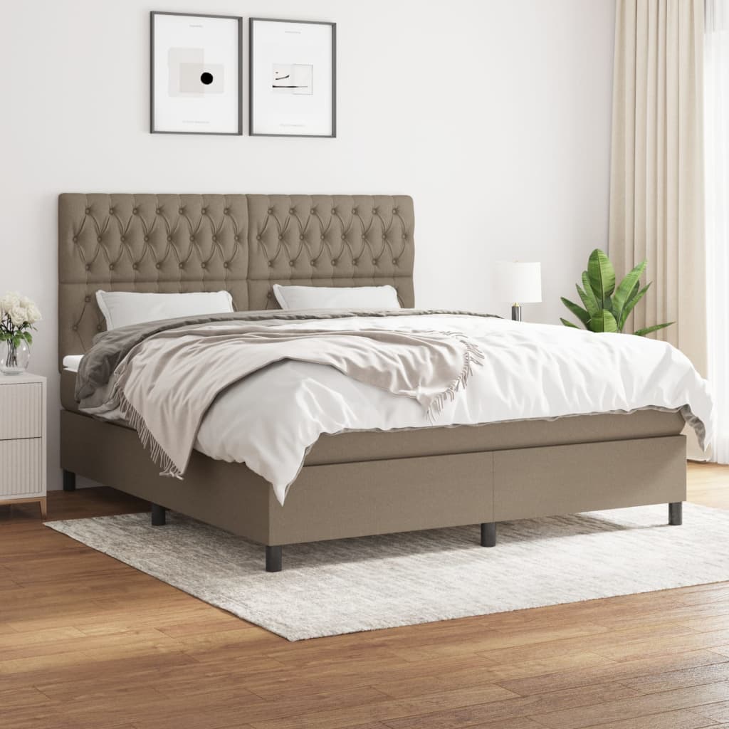 Box Spring Postel S Matrací Textil Taupe