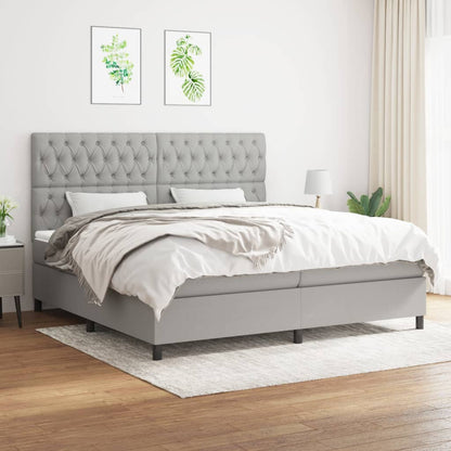 Box Spring Postel S Matrací Textil Světle Šedá