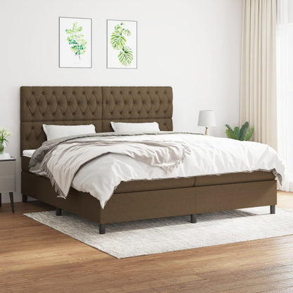 Box Spring Postel S Matrací Textil Tmavě Hnědá