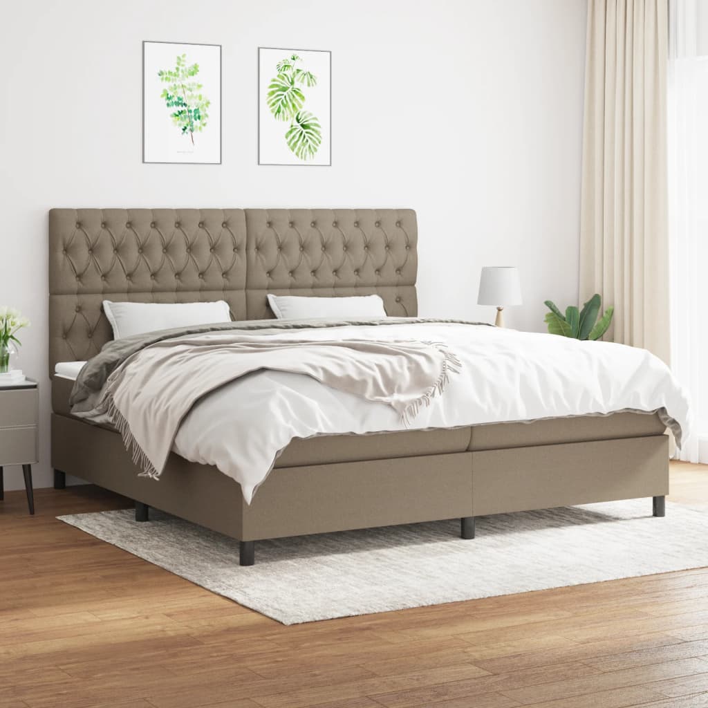 Box Spring Postel S Matrací Textil Taupe
