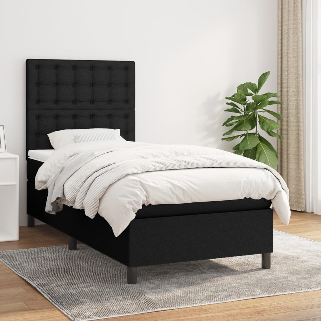 Box Spring Postel S Matrací Černá Textil Černá