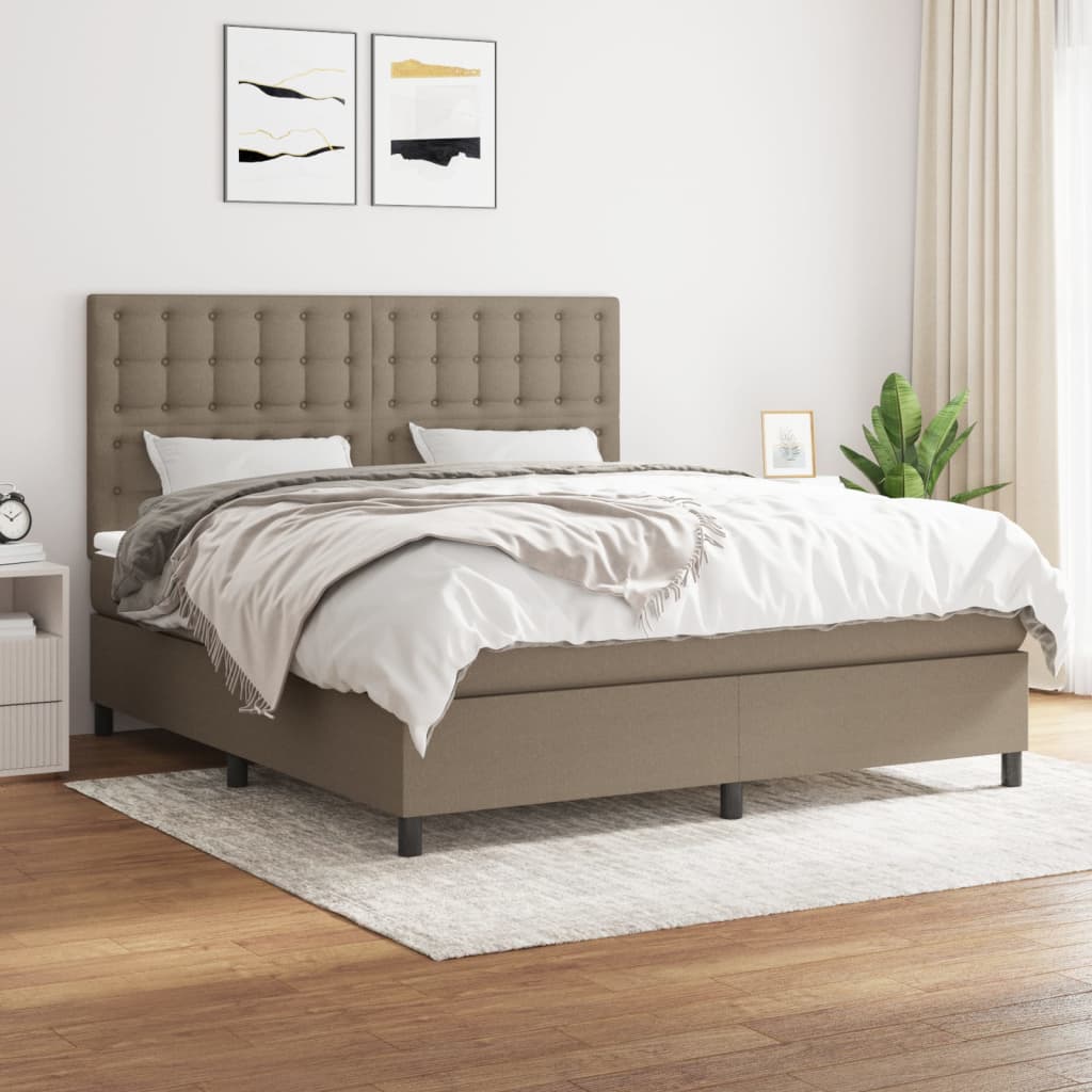 Box Spring Postel S Matrací Textil Taupe