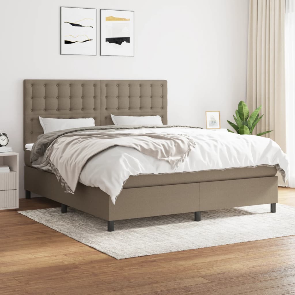 Box Spring Postel S Matrací Textil Taupe