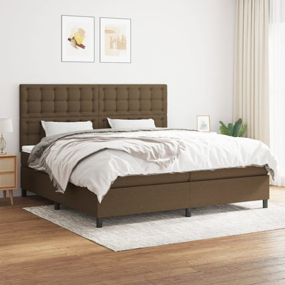 Box Spring Postel S Matrací Textil Tmavě Hnědá