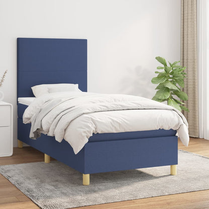 Box Spring Postel S Matrací Textil Modrá