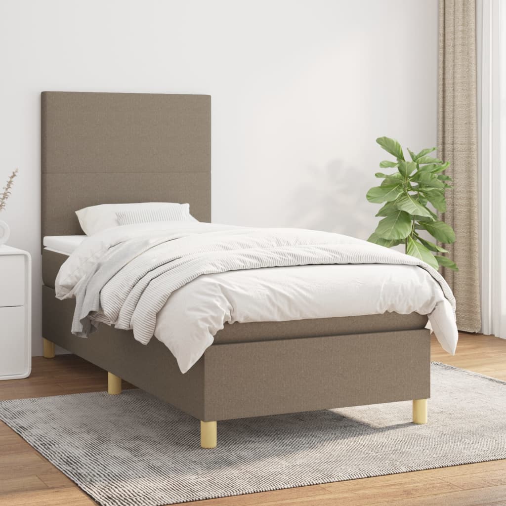 Box Spring Postel S Matrací Textil Taupe