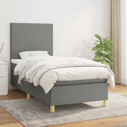 Box Spring Postel S Matrací Textil Tmavě Šedá