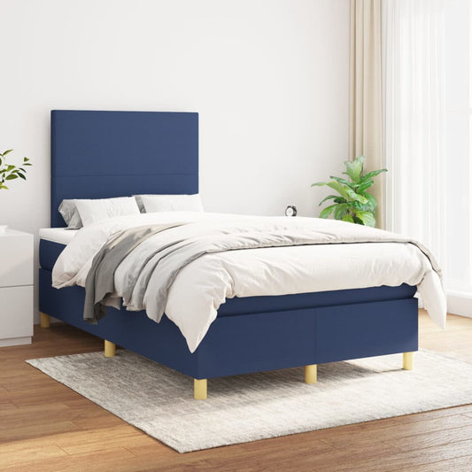 Box Spring Postel S Matrací Textil Modrá