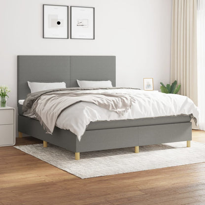 Box Spring Postel S Matrací Textil Tmavě Šedá