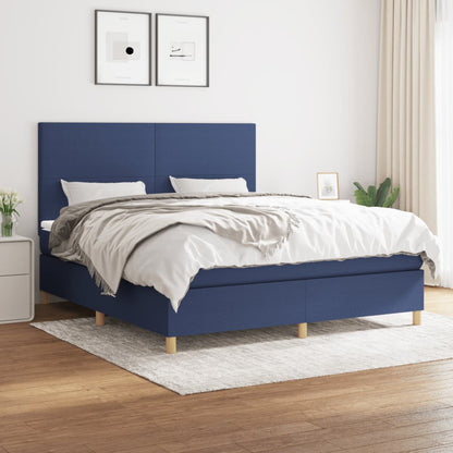 Box Spring Postel S Matrací Textil Modrá