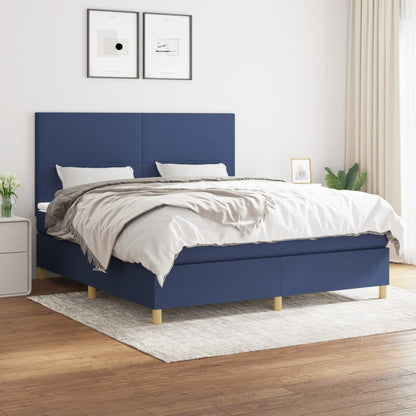 Box Spring Postel S Matrací Textil Modrá