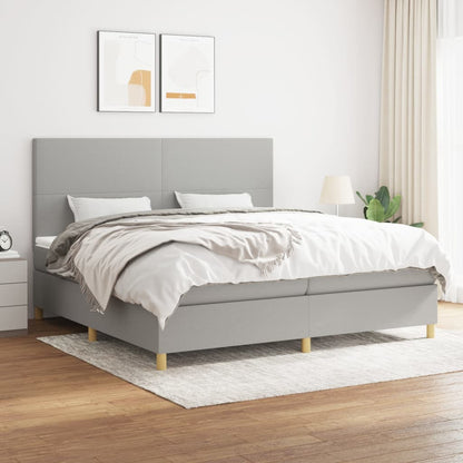 Box Spring Postel S Matrací Textil Světle Šedá