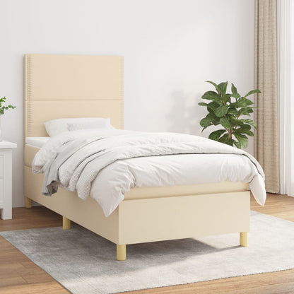 Box Spring Postel S Matrací Textil Krémová