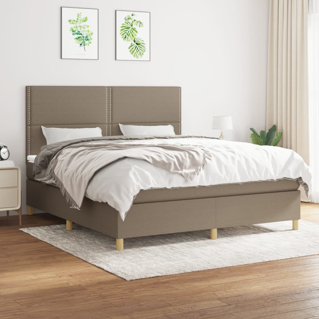 Box Spring Postel S Matrací Textil Taupe