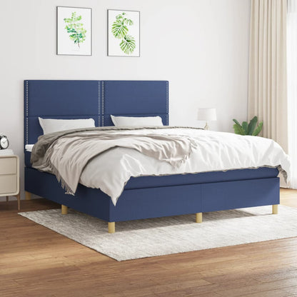 Box Spring Postel S Matrací Textil Modrá