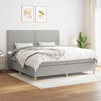 Box Spring Postel S Matrací Textil Světle Šedá