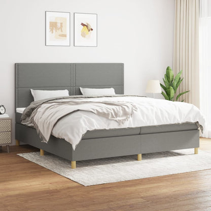 Box Spring Postel S Matrací Textil Tmavě Šedá