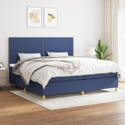 Box Spring Postel S Matrací Textil Modrá