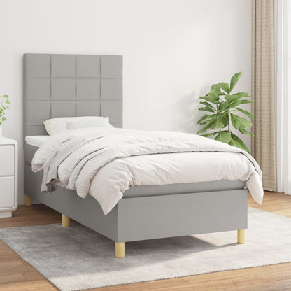 Box Spring Postel S Matrací Textil Světle Šedá