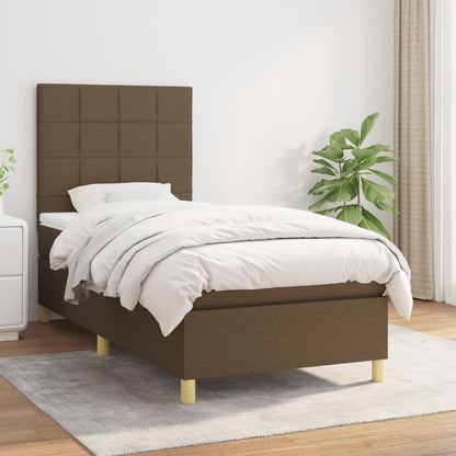 Box Spring Postel S Matrací Textil Tmavě Hnědá