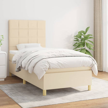 Box Spring Postel S Matrací Textil Krémová