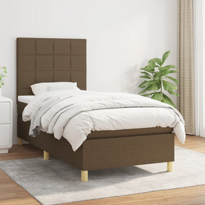 Box Spring Postel S Matrací Textil Tmavě Hnědá