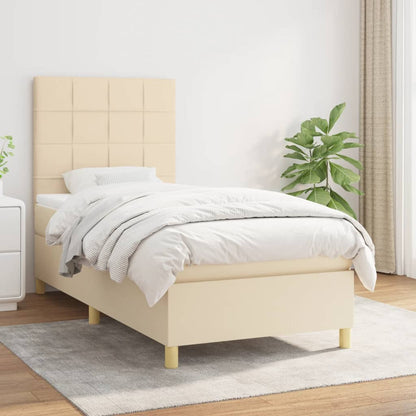 Box Spring Postel S Matrací Textil Krémová