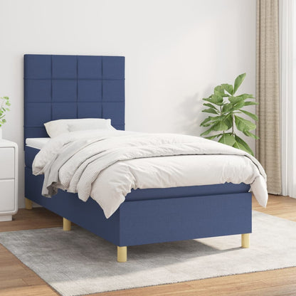 Box Spring Postel S Matrací Textil Modrá