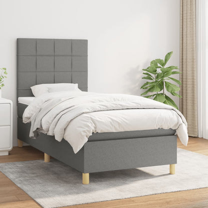 Box Spring Postel S Matrací Textil Tmavě Šedá