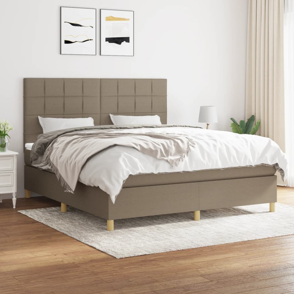 Box Spring Postel S Matrací Textil Taupe