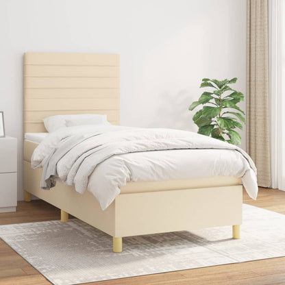 Box Spring Postel S Matrací Textil Krémová