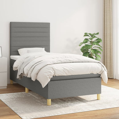 Box Spring Postel S Matrací Textil Tmavě Šedá