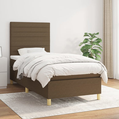 Box Spring Postel S Matrací Textil Tmavě Hnědá