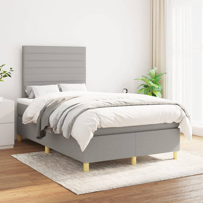 Box Spring Postel S Matrací Textil Světle Šedá