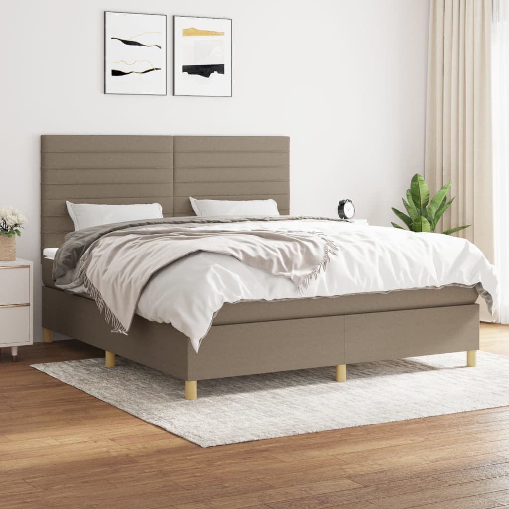 Box Spring Postel S Matrací Textil Taupe