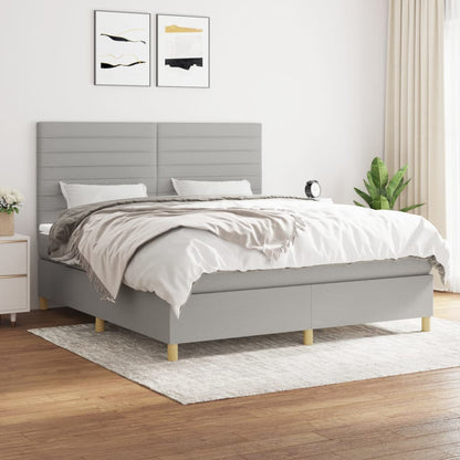 Box Spring Postel S Matrací Textil Světle Šedá