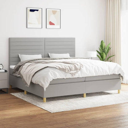 Box Spring Postel S Matrací Textil Světle Šedá