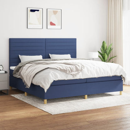 Box Spring Postel S Matrací Textil Modrá