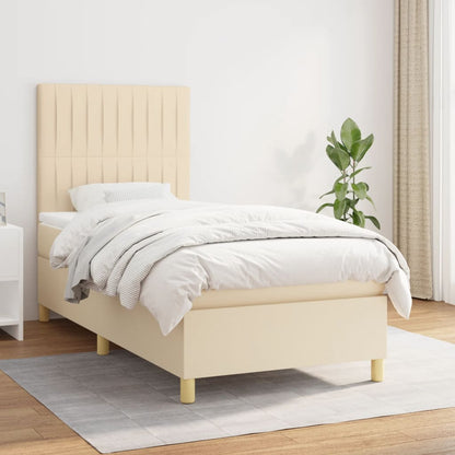 Box Spring Postel S Matrací Textil Krémová