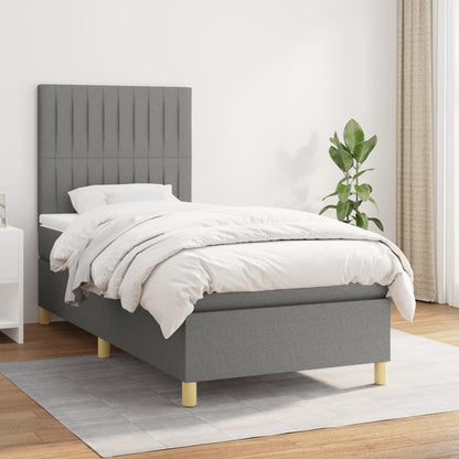 Box Spring Postel S Matrací Textil Tmavě Šedá
