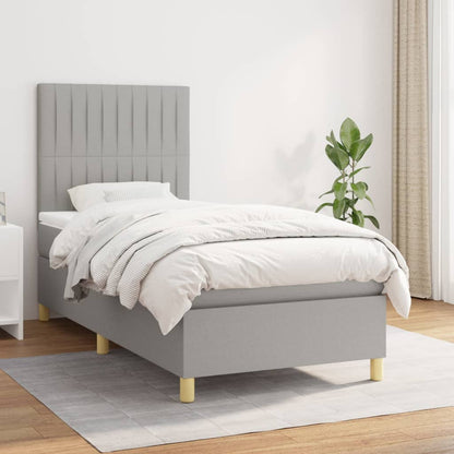 Box Spring Postel S Matrací Textil Světle Šedá