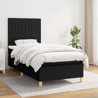Box Spring Postel S Matrací Černá Textil Černá
