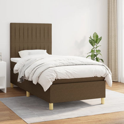 Box Spring Postel S Matrací Textil Tmavě Hnědá