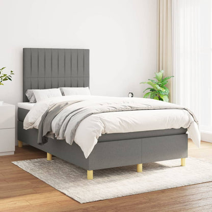 Box Spring Postel S Matrací Textil Tmavě Šedá